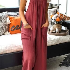 Women's Burgundy Jumpsuit